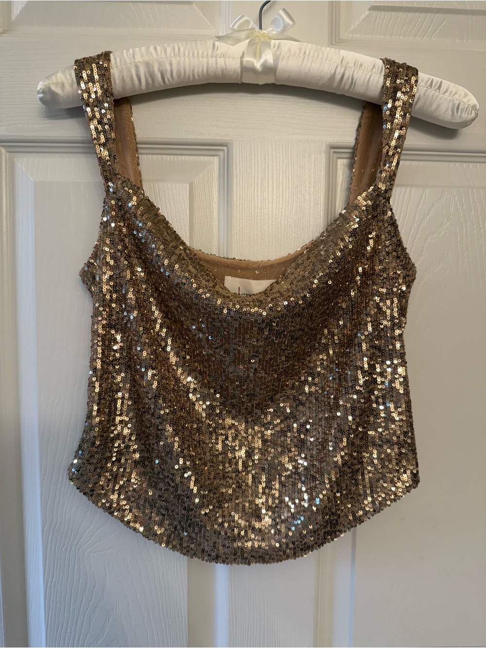 Anthropologie Gold Sequin Tank Top